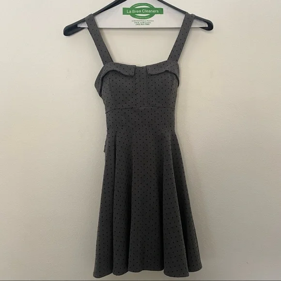 Merry Marilyn Small Polka Dot Dress - Dark Gray w/ Black Polka Dots - Picture 1 of 7